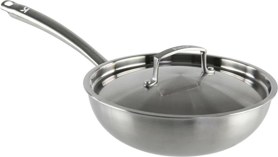 Roestvrijstalen Wok Koekenpan Gezond Koken Triply Materiaal Ø 28 cm Grijs
