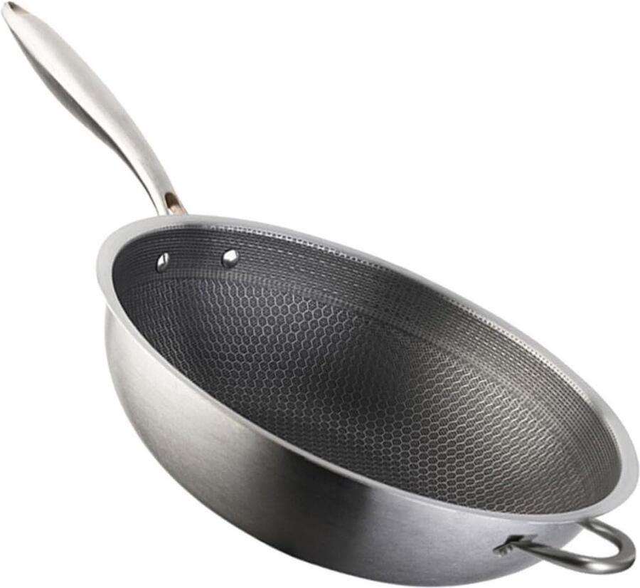 Roestvrijstalen Wok Koekenpan Koken Honingraatstructuur 59.5 cm Zilver