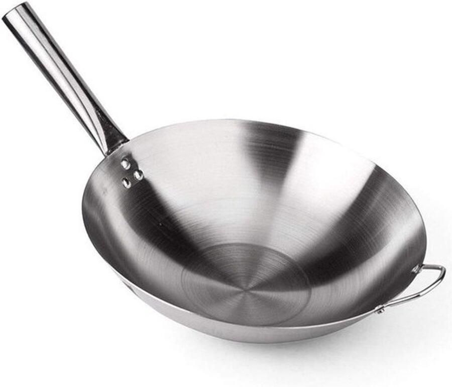 Roestvrijstalen Wok Koekenpan Lekker Koken Antiaanbaklaag 43 cm Zilver