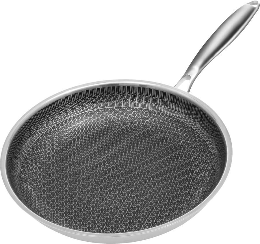 Roestvrijstalen Wok Koekenpan Roerbakken Universeel Fornuis Geschikt 28cm Diameter