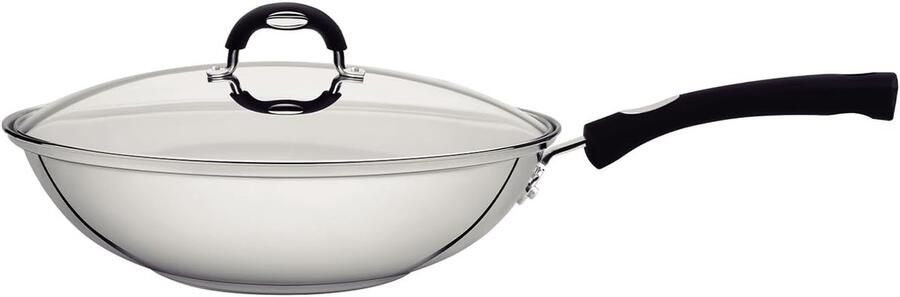 Roestvrijstalen wok Koekenpan Snel koken Drielaagse constructie 28 cm 33 liter Zilver