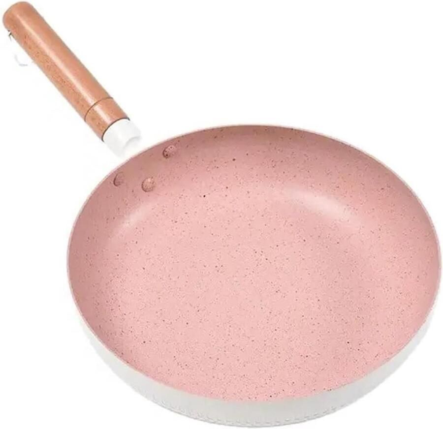 Roestvrijstalen Wok Koekenpan Steelpan Veelzijdig Koken Gelijkmatige Warmte 20cm Roze
