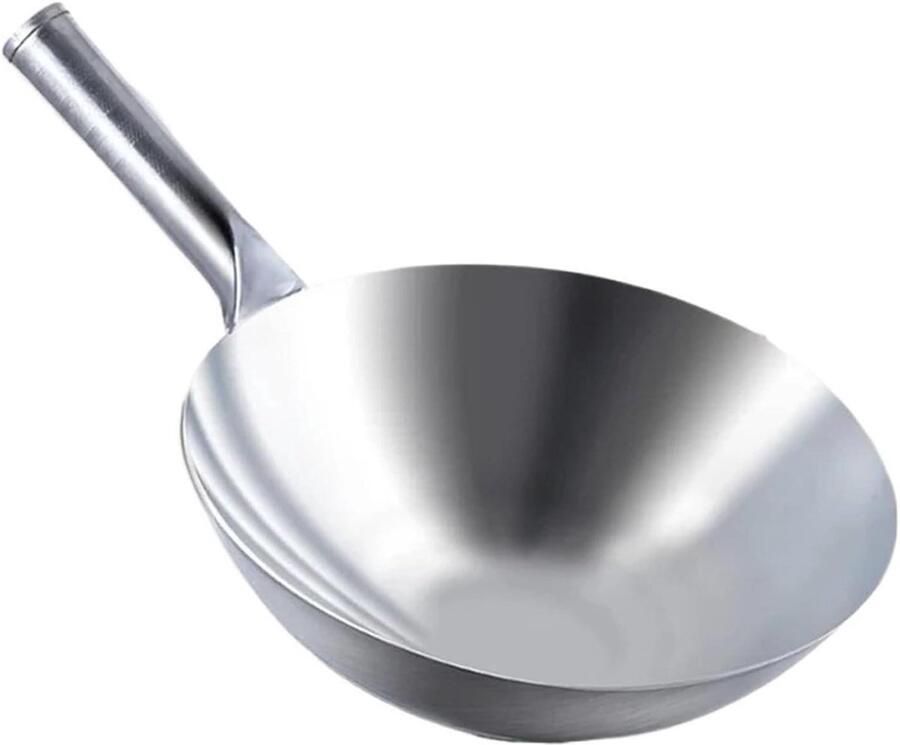 Roestvrijstalen Wok Koekenpan Veelzijdig Koken 1.8mm Dikke Pan 34 CM Zilver