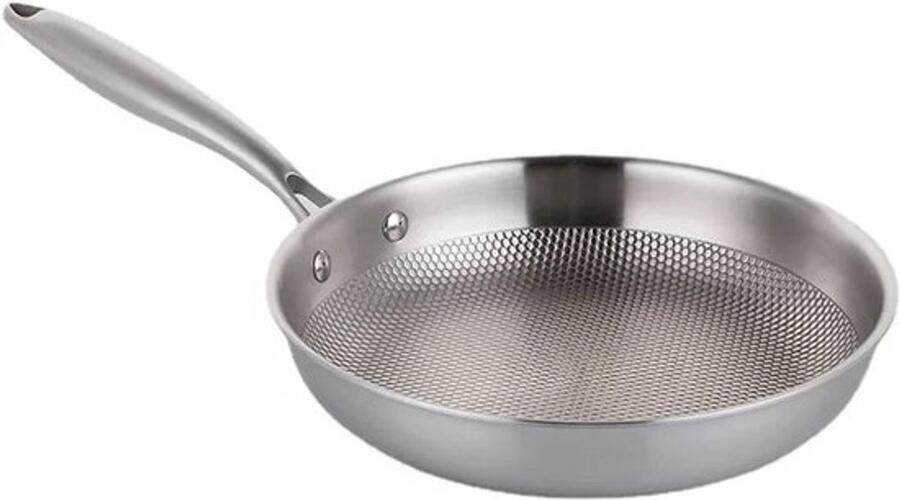 Roestvrijstalen Wok Koekenpan Veelzijdig Koken Duurzame Constructie 28 cm Zilverkleurig