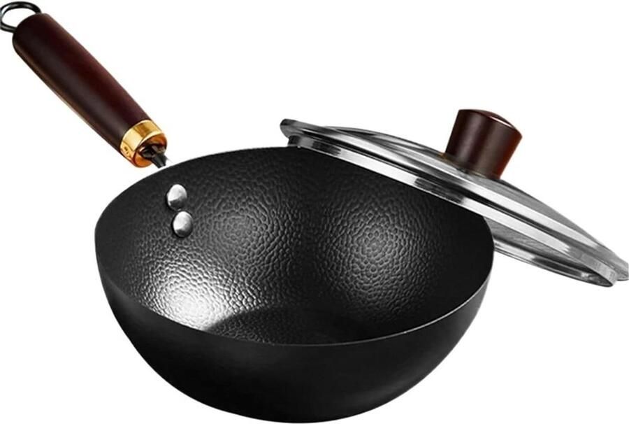 Roestvrijstalen Wok Koekenpan Veelzijdig Koken Ergonomisch Handvat 24cm Zilverkleurig