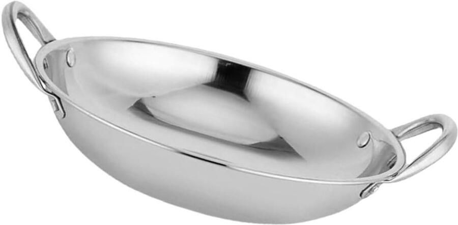 Roestvrijstalen Wok Kookpot Steelpan Thuis Koken Ronde Bodem 27 cm Zilver