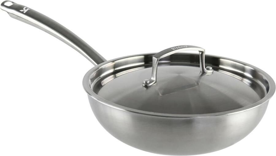 Roestvrijstalen Wok Roerbakpan Gezond Koken PFAS-vrij 28 cm Grijs