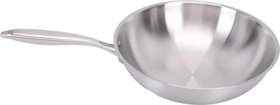Roestvrijstalen Wokpan Roerbakpan Aziatisch Koken Antiaanbak Eigenschappen 34CM Zilverkleurig