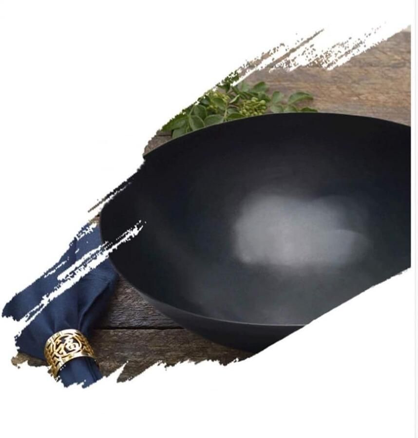 Roestvrijstalen Wok Roerbakpan Lekker Koken Antiaanbaklaag 32 cm Zwart