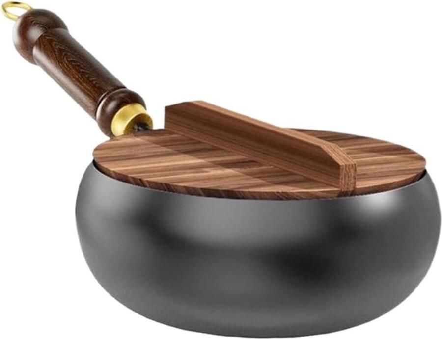 Roestvrijstalen Wok Roerbakpan Platte Bodem Veelzijdig Koken Compatibel met Alle Kookplaten 24 x 11 cm Zilver