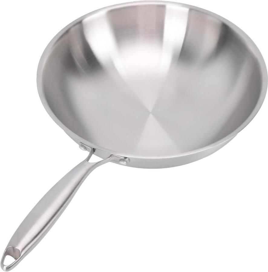 Roestvrijstalen Wok Roerbakpan Snel Koken Aluminium Kern 34CM