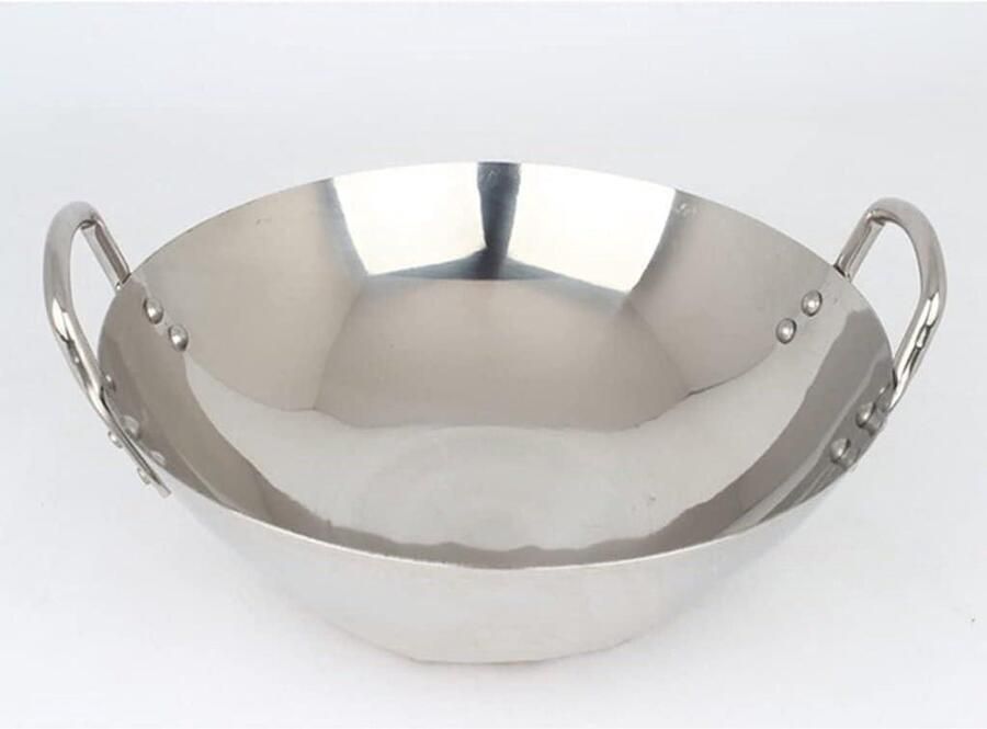 Roestvrijstalen Wok Wokpan Keuken Chinees Koken Snelle Warmtegeleiding 50-65 cm Zilver
