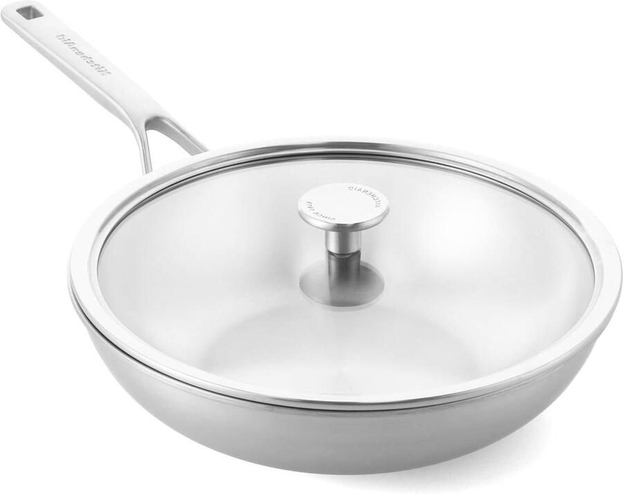 Roestvrijstalen Wok Wokpan Roerbakpan Gezond Koken Aluminium Kern 25 cm Zilver