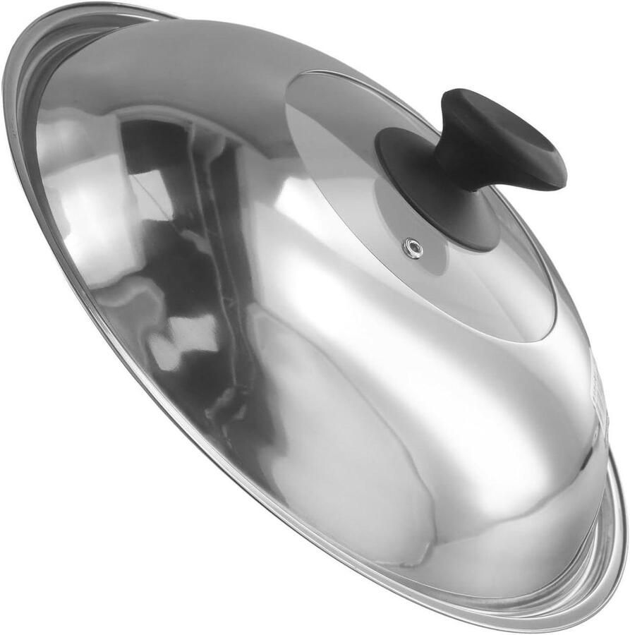 Roestvrijstalen Wokdeksel Kookdeksel met knop Spatvrij Koken Hittebestendig ontwerp 28-38 cm Zilver