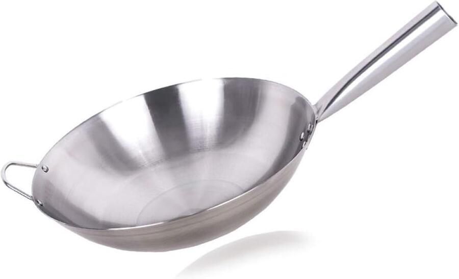 Roestvrijstalen wokpan Antiaanbak pan Grote maaltijden koken 7-laags constructie 34 x 43 cm Zilver