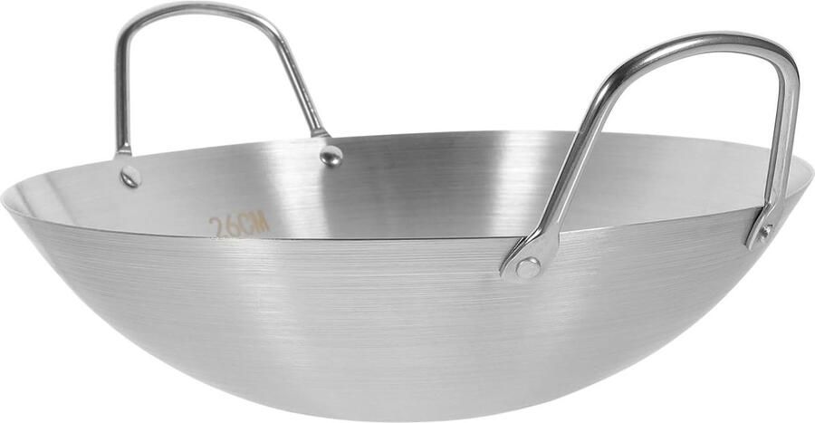 Roestvrijstalen Wokpan Dubbele Handgreep Thuis Koken Gelijkmatige Warmte Niet gespecificeerd Zilver