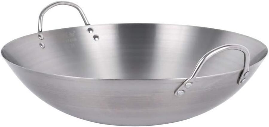 Roestvrijstalen Wokpan Grote Koekenpan Professioneel Koken Ongecoat IJzer Tot 60 cm