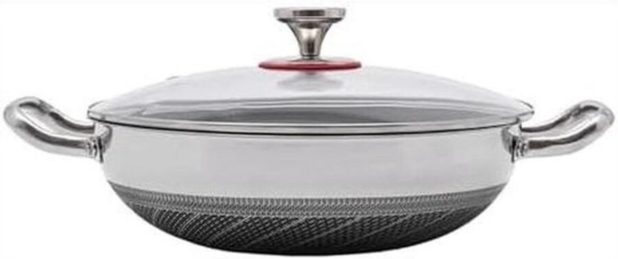 Roestvrijstalen Wokpan Honingraat Braadpan Gezond Koken Dubbelzijdige Textuur 32 cm Zilver