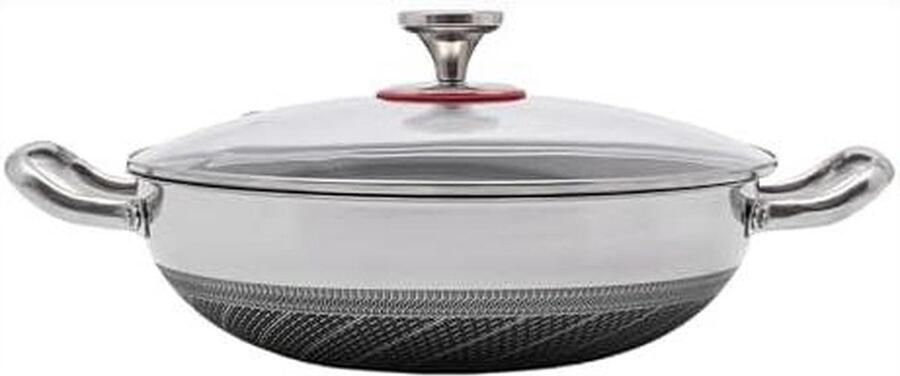 Roestvrijstalen Wokpan Honingraat Braadpan Gezond Koken Dubbelzijdige Textuur 32 cm Zilver
