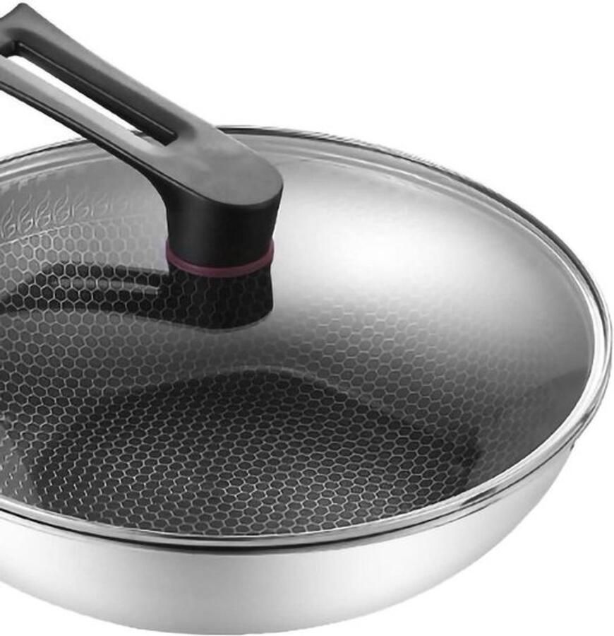 Roestvrijstalen Wokpan Honingraat pan Thuis koken Dubbelzijdig antiaanbak 32 cm Zilver