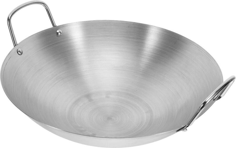Roestvrijstalen Wokpan Keukengerei Thuis Koken Dubbele Handgrepen 30 cm Diameter