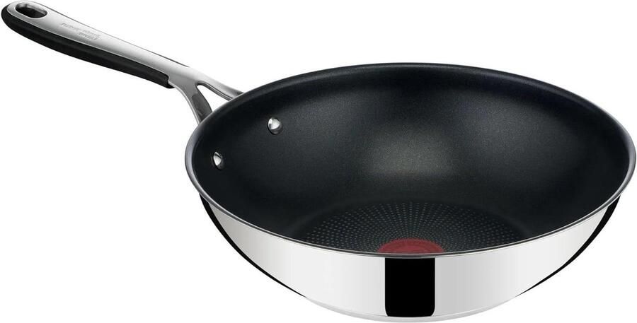 Roestvrijstalen Wokpan Koekenpan Dagelijks Koken Thermo-Spot Technologie 28 cm Zilverkleurig