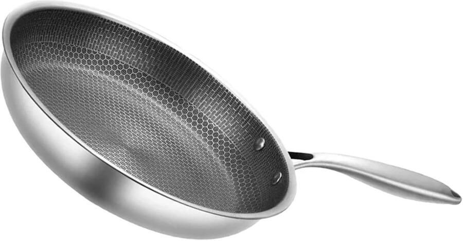 Roestvrijstalen Wokpan Koekenpan Kookgerei Traditioneel Koken Honingraat Antiaanbak 32-36 cm Zilver