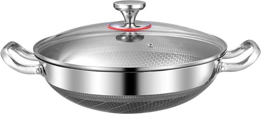 Roestvrijstalen Wokpan Koekenpan Kookgerei Veelzijdig Koken Antiaanbak Roestvrij Staal Met Deksel Zilver