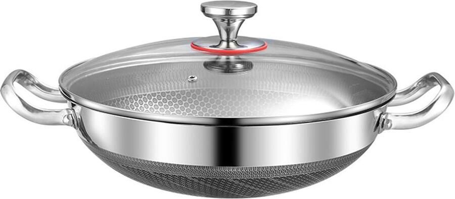 Roestvrijstalen Wokpan Koekenpan met deksel Allround Koken Antiaanbaklaag zonder chemicaliën 36CM Diameter