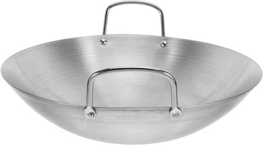 Roestvrijstalen Wokpan Koekenpan Professioneel Koken Gelijkmatige Warmteverdeling 30 cm Zilver