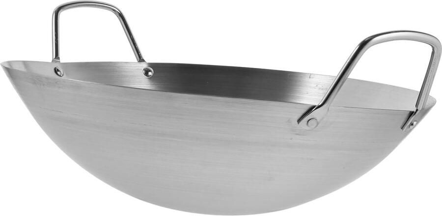 Roestvrijstalen Wokpan Koekenpan Ronde Pan Koken en Grillen Duurzaam Keukenaccessoire 30 cm Zilver