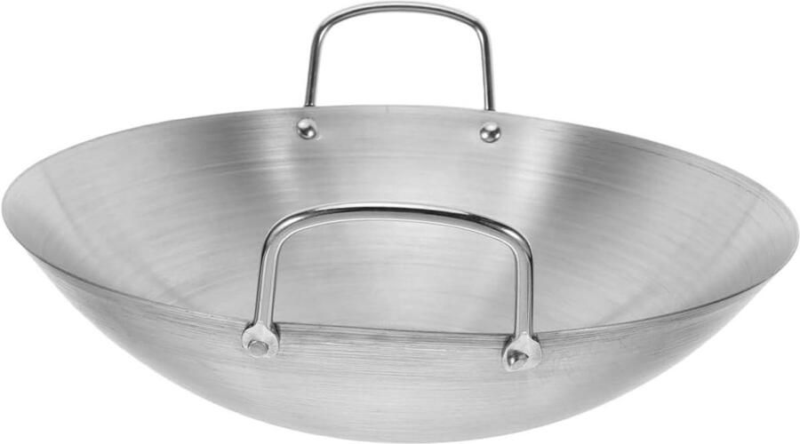 Roestvrijstalen Wokpan Koekenpan Ronde Thuis Koken Snelle Warmtegeleiding 30.5cm Zilver