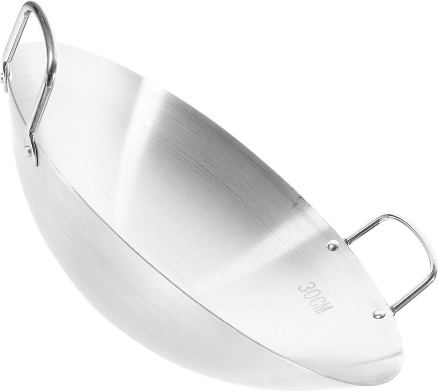 Roestvrijstalen Wokpan Kookpot Thuis Koken Gelijkmatige Verwarming 33 cm Zilver