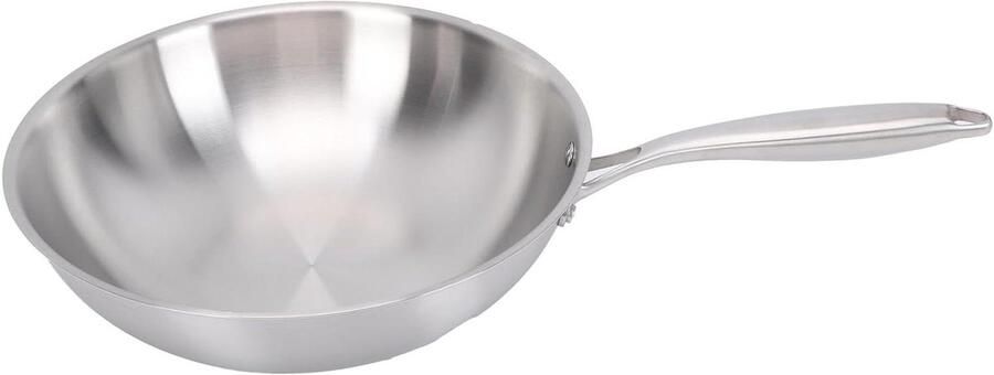 Roestvrijstalen Wokpan Roerbakpan Aziatisch Koken Aluminium Kern 34CM Zilver