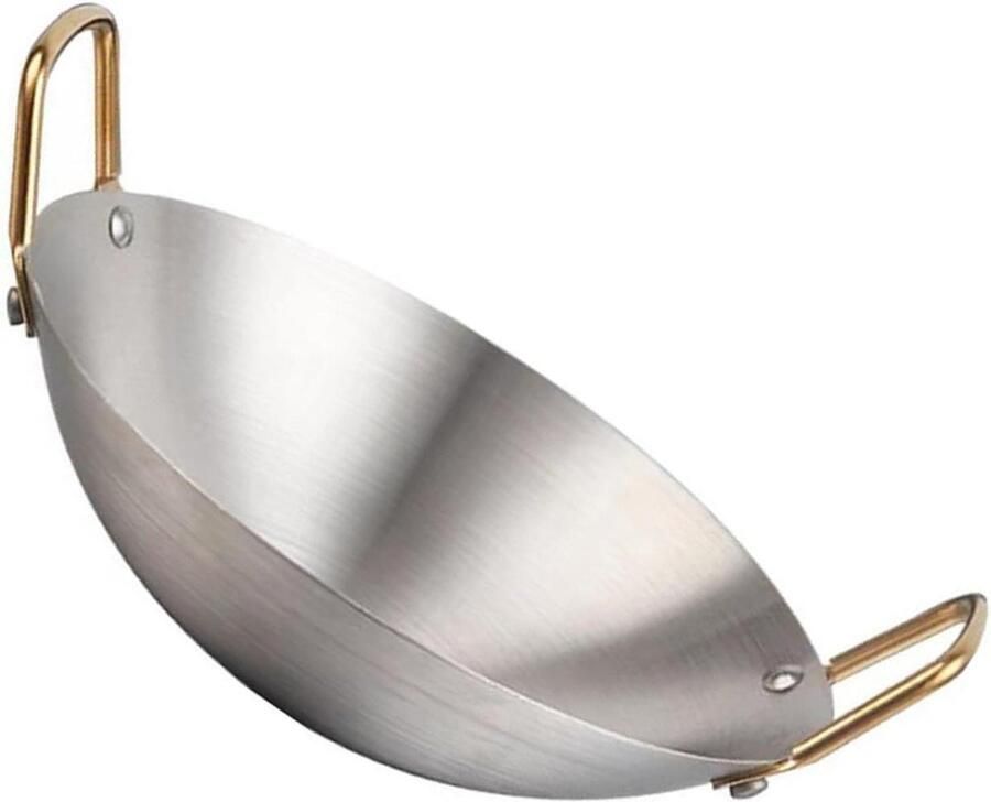 Roestvrijstalen Wokpan Roerbakpan Braadpan Thuis Koken Gelijkmatige Warmte 30 cm Zilver