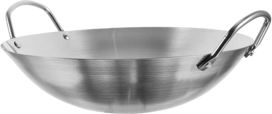 Roestvrijstalen Wokpan Roerbakpan Koekenpan Aziatisch Koken Gelijkmatige Warmteverdeling 32cm Diameter