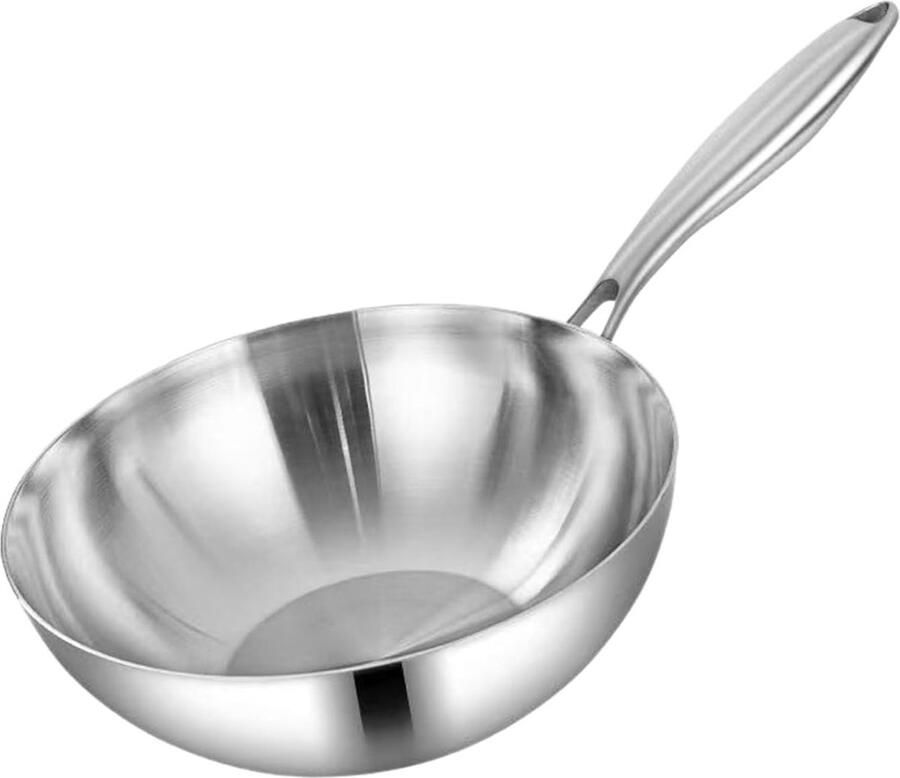 Roestvrijstalen Wokpan Roerbakpan Snel Koken 5-laags Composiet 22 cm Zilver