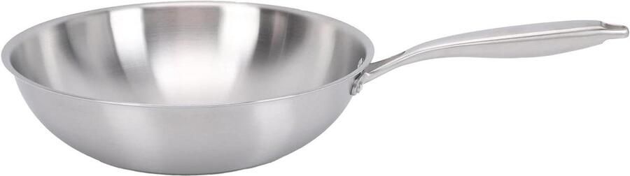 Roestvrijstalen Wokpan Roerbakpan Wok Veelzijdig Koken Efficiënte Warmteverdeling 34cm Zilver