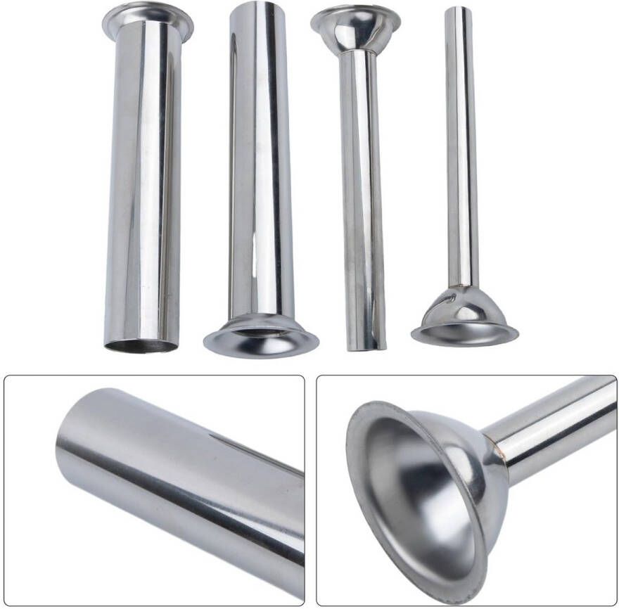 Roestvrijstalen worstvullers 4 stuks vulbuizen trechters en mondstukken voor vleesmolen