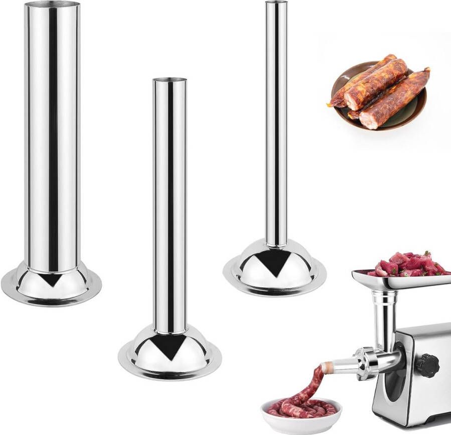 Roestvrijstalen Worstvultrechter Set 3 Stuks Ø12 19 32 mm Handmatig