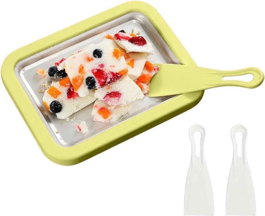 Rol IJs Maker Yogurt Tray Desserts Maken Handmatige Schraper 26 cm breed Groen