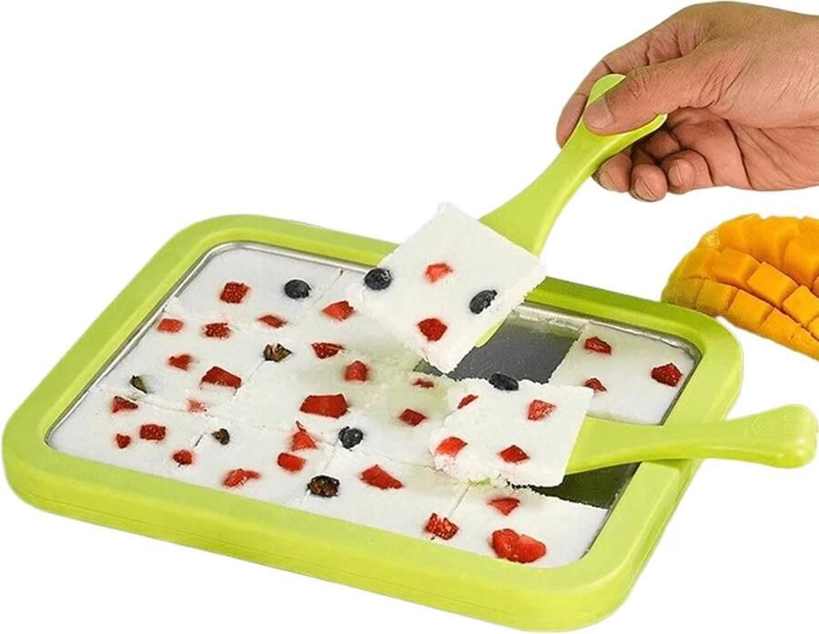 Rol ijsmachine Keukenaccessoire dessert Zelf ijs maken Food-grade staal 26 x 21 cm Groen