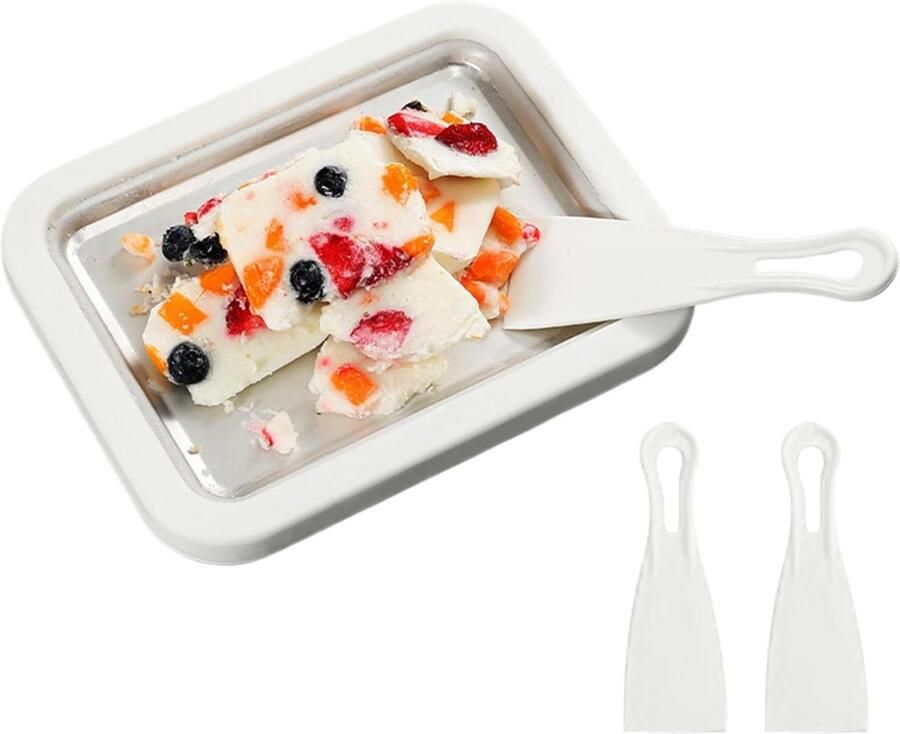 Gerolde ijsmachine Yoghurtroller Sorbetmaker Desserts Maken Handmatig Zonder Stroom 22.5 x 17.5 cm Wit