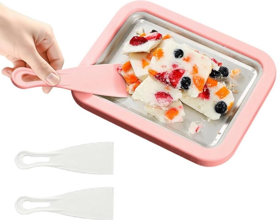 Rolde IJs Machine Yoghurtmaker IJsmachine Desserts Maken Handmatige Schraapfunctie 22.6 cm Roze