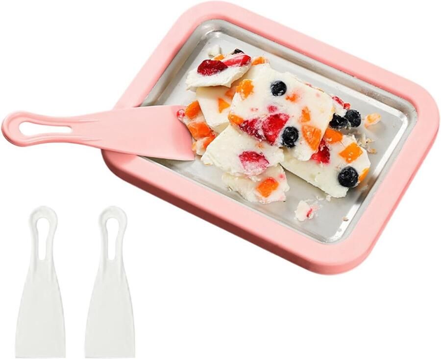 Rolde ijsmachine Yoghurt rollade set Zelf ijs maken Inclusief 2 spatels