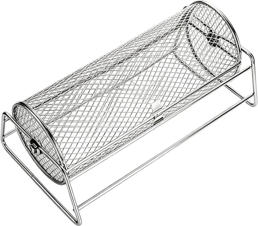 Rolgrill Roestvrij Staal Oprolbaar Grillrooster Buiten Grillen Gelijkmatige Warmte 32 x 16 cm Zilver
