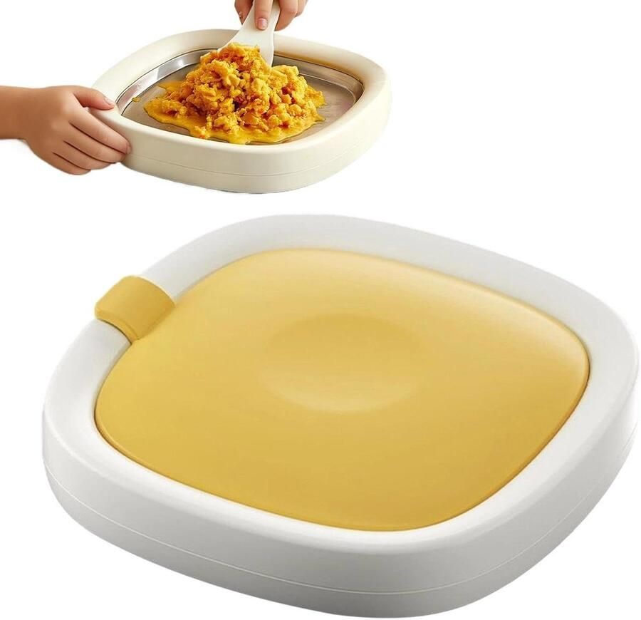 Rolijs Maker IJsmachine Roller Zelf Desserts Maken Stroomloos Ontwerp 22.7 x 22.7 cm Geel