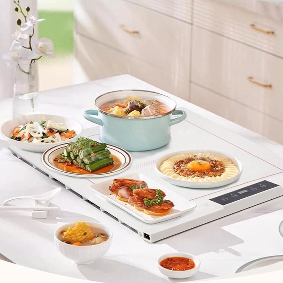 Roll-Up Food Warming Mat Fast Heating Silicone Electric Hot Plate with Adjustable Temperature and Timer Portable Food Warmer Easy to Clean for Parties Restaurant