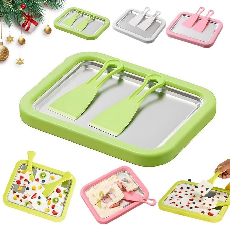 Rolled Ice Cream Maker DIY Dessert Machine Zelfgemaakt IJs Voedselveilig Roestvrij Staal 25.9 x 21.1 cm