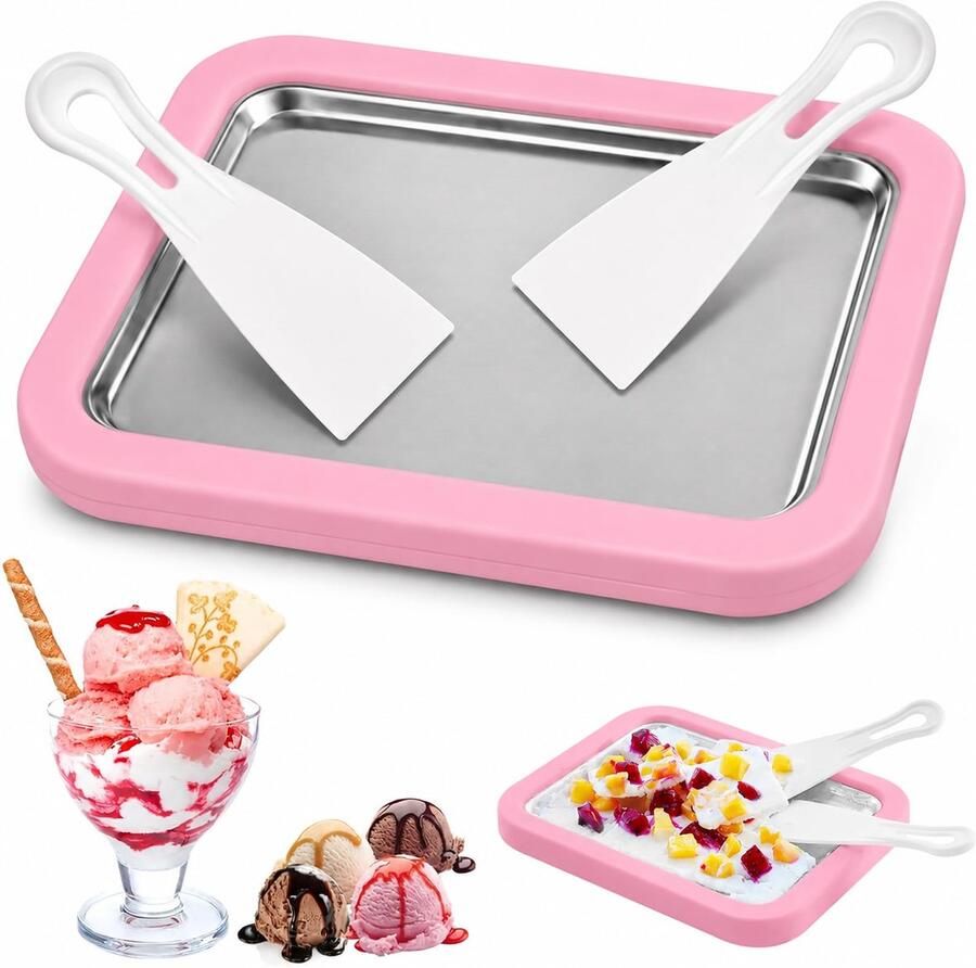 Rolled ice cream maker kit 2026 geüpgrade roze draagbare ijsmachine voor thuis ShopVlot